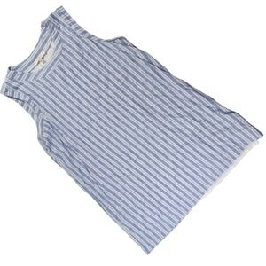 Casacabana Blue White Striped Linen Blend Sleeveless Tank Top XXL C2W23178RG